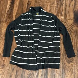 Eddie Bauer Black and White Striped Cardigan